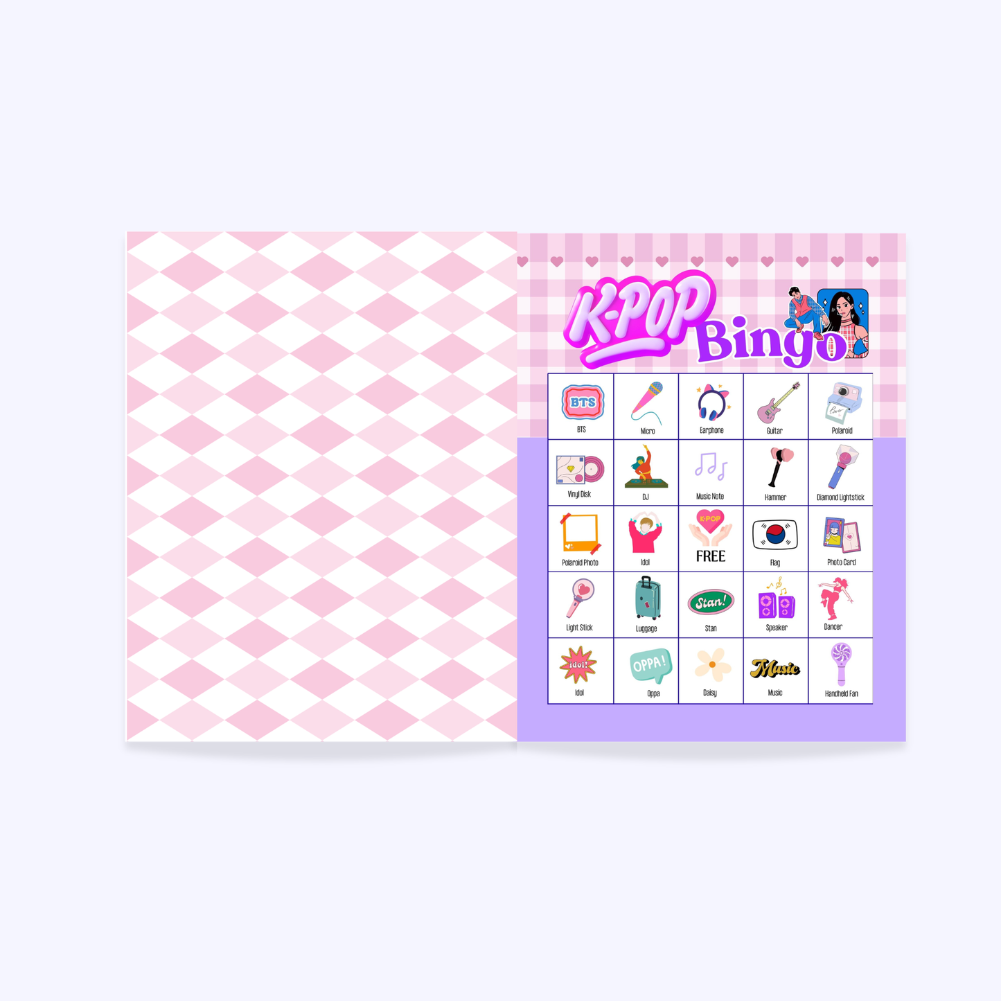 Kpop Bingo - 32 PRINTABLE unique cards. Instant digital download PDF. K-pop Themed Party Games for music fandom, Idol Fan Gifts