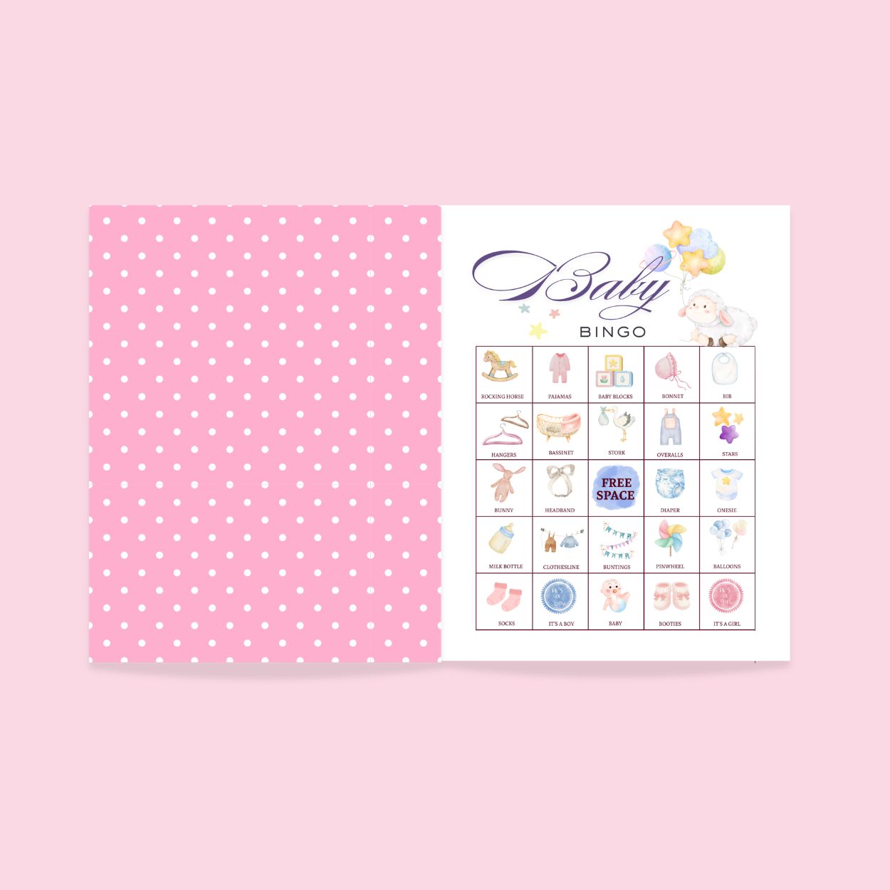 Baby Bingo - 32 PRINTABLE unique cards. Instant digital download PDF. Gender Reveal Party, New parent celebration game