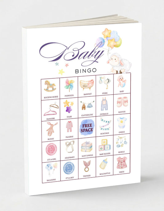 Baby Bingo - 32 PRINTABLE unique cards. Instant digital download PDF. Gender Reveal Party, New parent celebration game