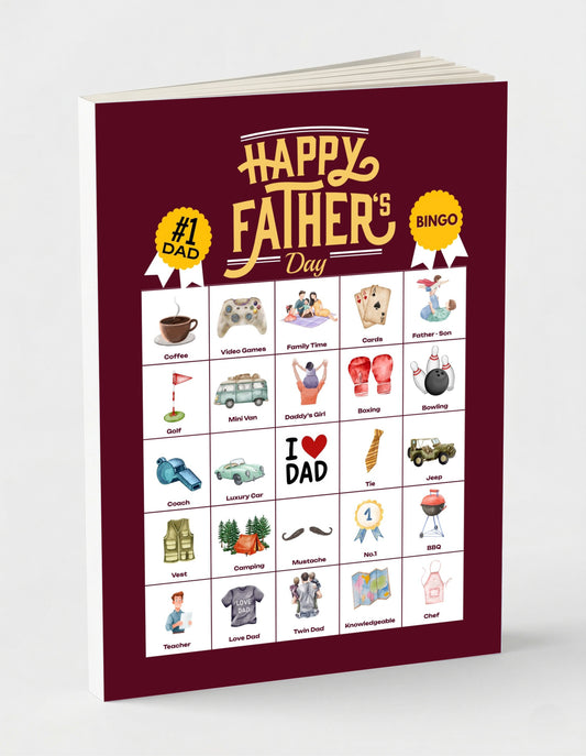 Happy Father's Day Bingo - 32 PRINTABLE unique cards. Instant digital download PDF. Party Games for Family BBQs, Fatherhood Celebrations, and Unique Gifts for Dads